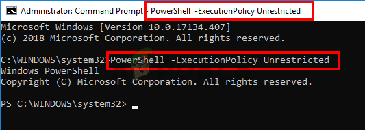 type PowerShell -ExecutionPolicy Unrestricted in cmd